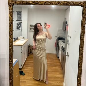 Revelry Jade Satin Dress in Color: Gold Champagne - 703, Size: 6